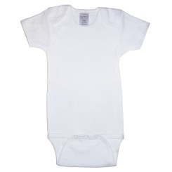 Preemie Rib Knit White Short Sleeve Onezie - 001P