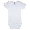 Preemie Rib Knit White Short Sleeve Onezie - 001P