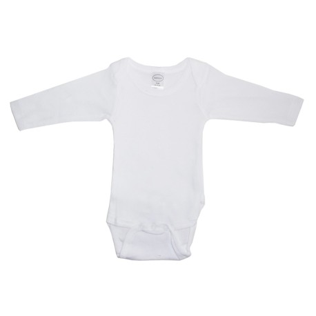 Rib Knit White Long Sleeve Onezie - 009B
