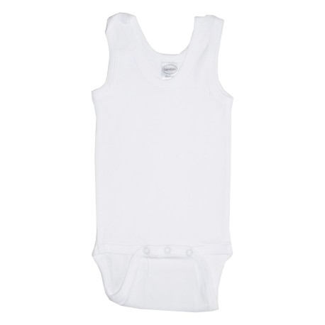 Rib Knit White Sleeveless Tank Top Onezie - 106B