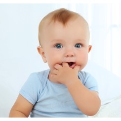 Rib Knit Blue Short Sleeve Onezie - 002B