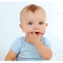 Rib Knit Blue Short Sleeve Onezie - 002B