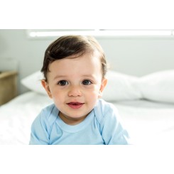 Rib Knit Blue Long Sleeve Onezie - 100B