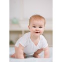 Preemie Rib Knit White Short Sleeve Onezie - 001P