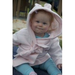 Fleece Pastel Bath Robe With Rabbit Ears Hoodie - 965