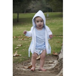 Terry Hooded Bath Robe White with White Trim