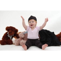 2-Ply Rib Knit Black Beanie Cap - 031B