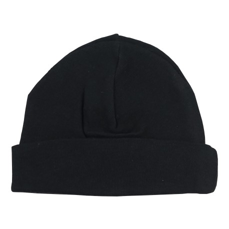 2-Ply Rib Knit Black Beanie Cap - 031B
