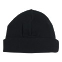2-Ply Rib Knit Black Beanie Cap