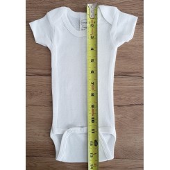Preemie Rib Knit White Short Sleeve Onezie - 001P