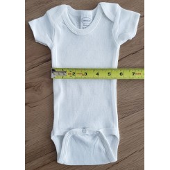 Preemie Rib Knit White Short Sleeve Onezie - 001P