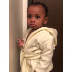Fleece Pastel Bath Robe With Rabbit Ears Hoodie - 965