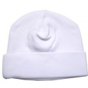 2-Ply Rib Knit White Beanie Cap - 031W