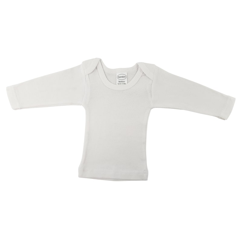 Rib Knit White Long Sleeve Lap T-Shirt - 050B