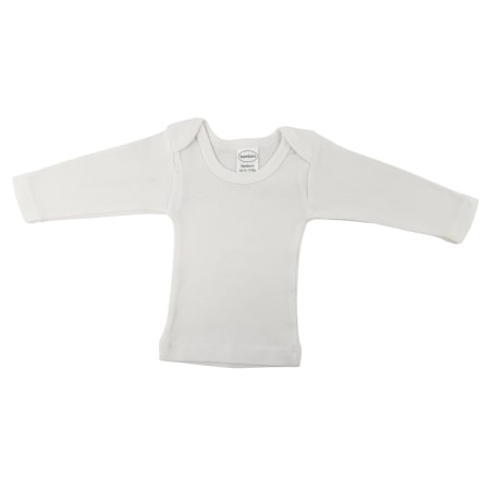 Rib Knit White Long Sleeve Lap T-Shirt